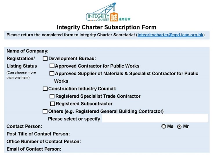Corruption Prevention Advisory Service Integrity Charter