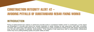 Construction Integrity Alert #2– Avoiding Pitfalls of Substandard Rebar Fixing Works